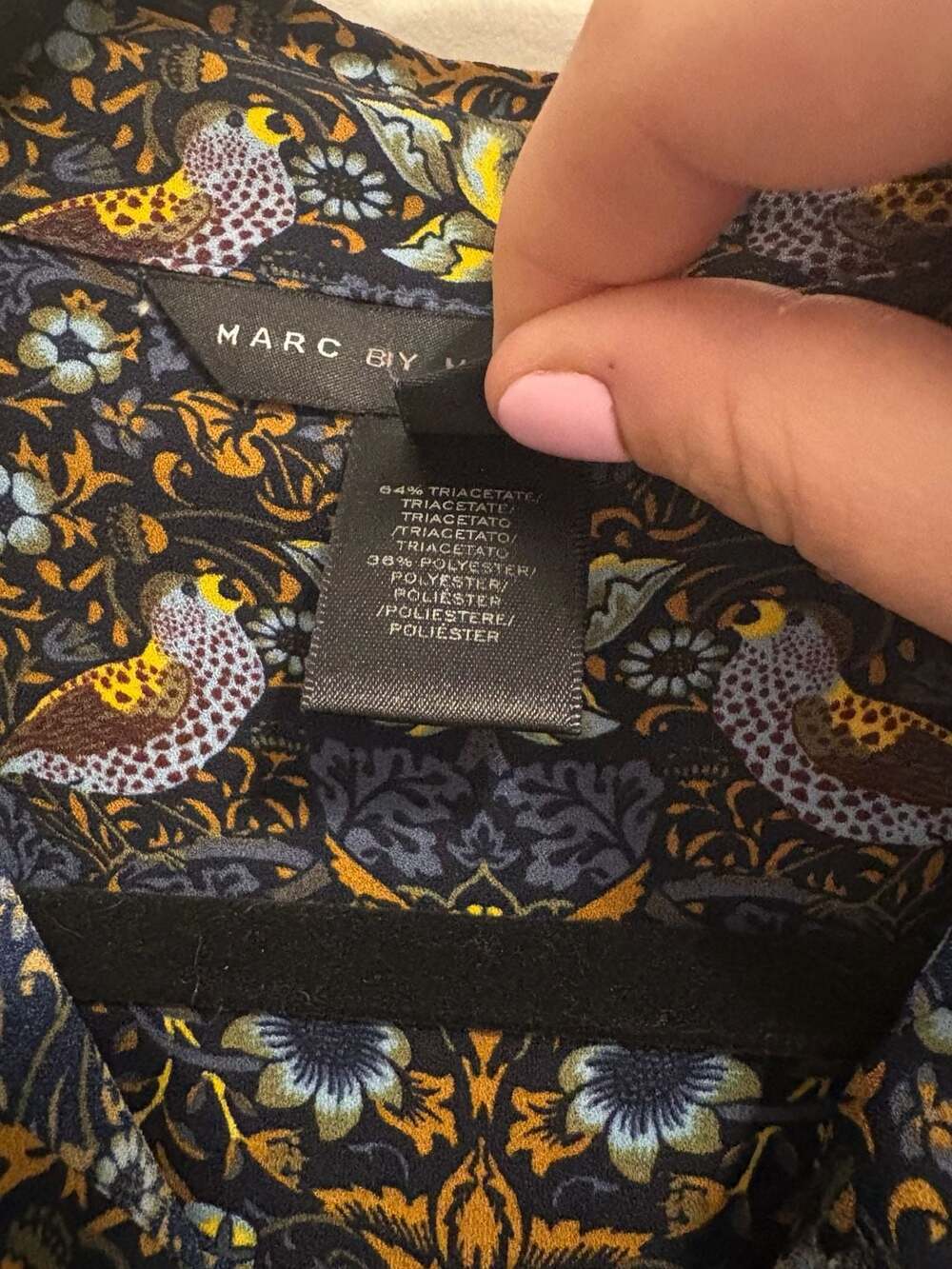 Marc by Marc Jacobs Bird Floral Print Button Down Shirt Small Y2K Retro Workwear - Picture 4 of 6